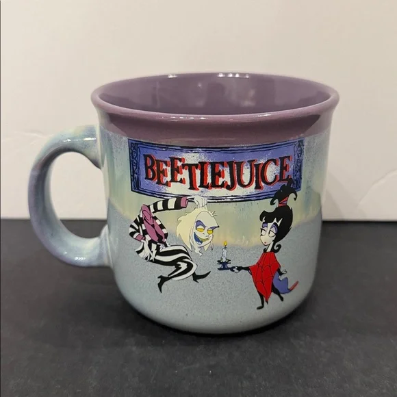 NEW Beetlejuice Mug with Lydia and Beetlejuice characters blue purple inside - Picture 1 of 9